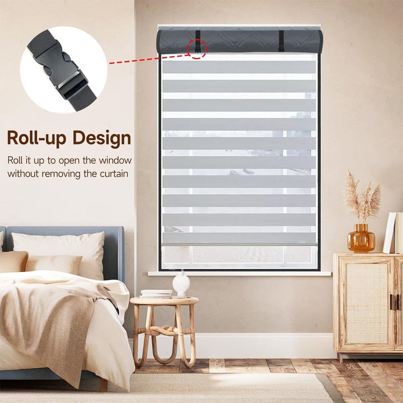 Skloopearg Winter Insulated Window Curtain 39"x63", Oxford Cloth Thermal Insulated Window Cover with Buckles,Heavy Duty Window Insulation Kit Fits Windows up to 38"x62",Grey - Image 5